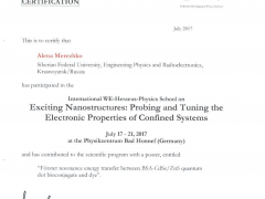 International WE-Heraceus-Physics School on "Exciting Nanostructures: Probing and Tuning the Electronic Properties of Confined Systems"